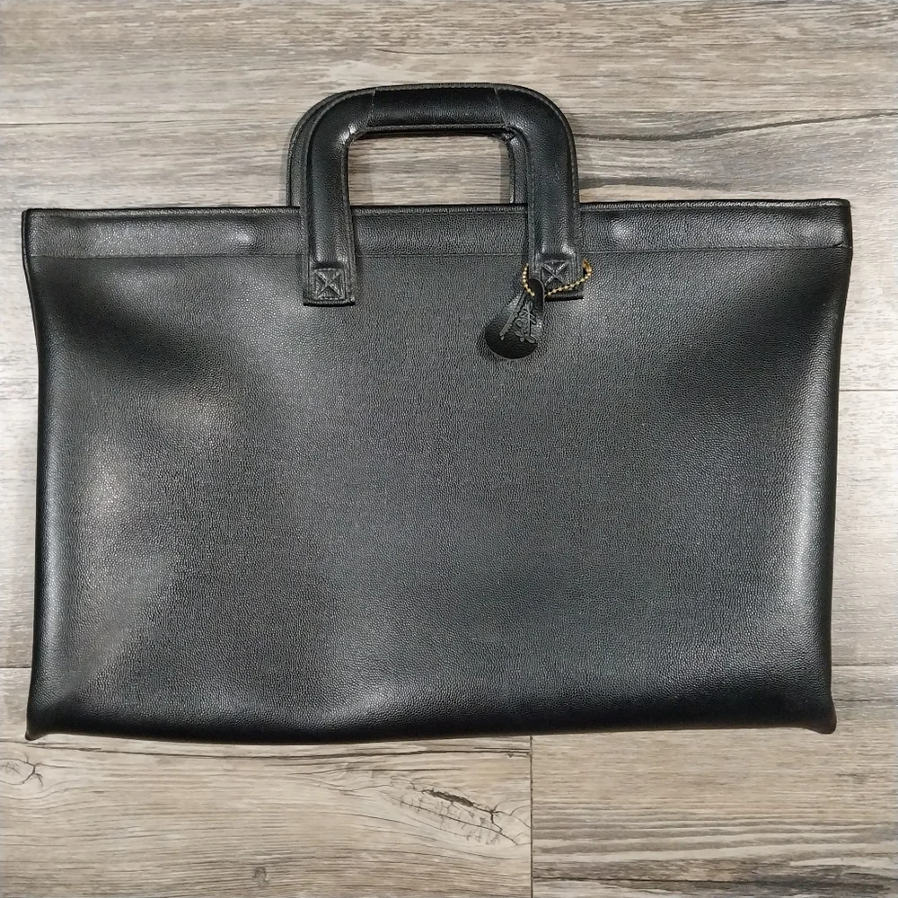 Hazel Faux Vegan Leather Portfolio Laptop Case Black Document Case
